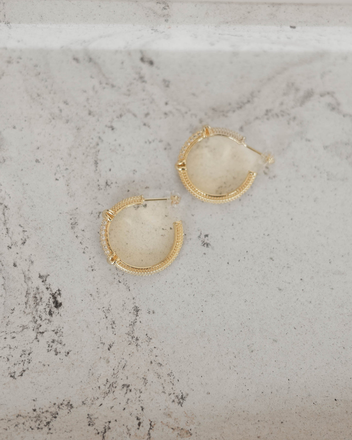 Anna Rhinestone Textured Gold Hoop Earring
