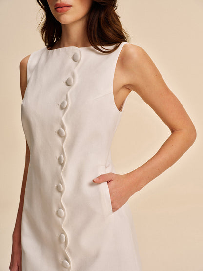 Button-Detail A-Line Dress