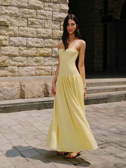 Pleated Hem Cami Sweater Dress