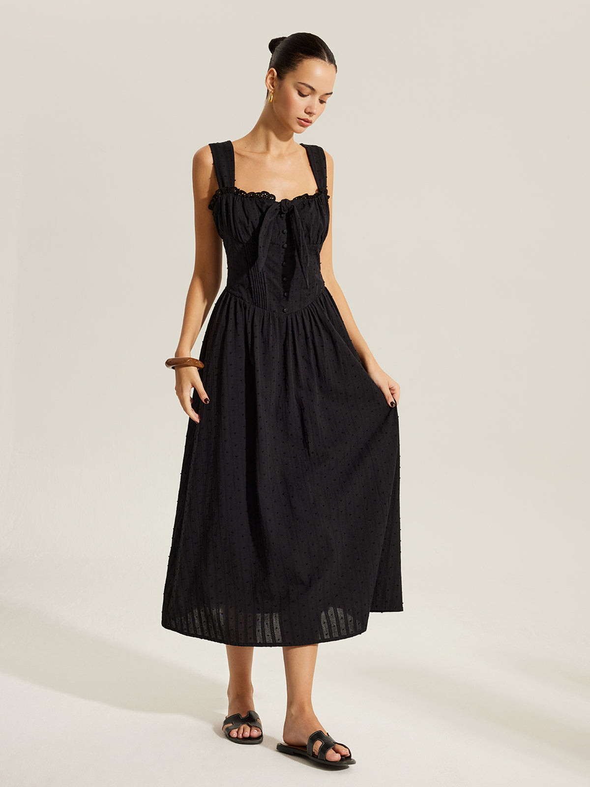 Cotton Sweetheart Neckline Dress
