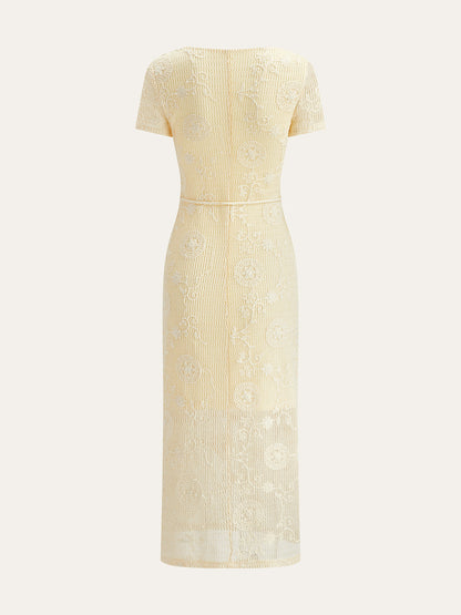 Crochet Belted Midi Dress