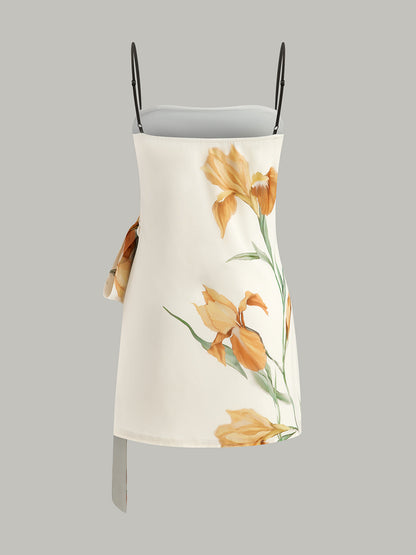 Floral Print Side Tie Cami Dress