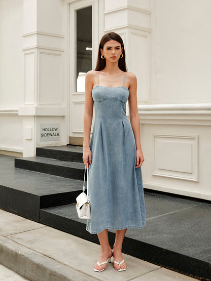 Minimalist Zipper Denim Dress