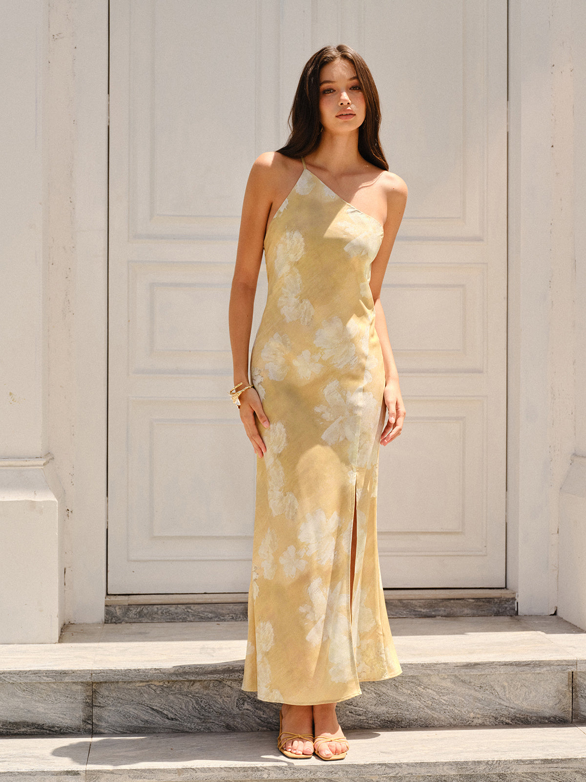 Floral Print High Slit Dress