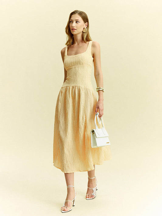 Textured Sleeveless Midi Dress