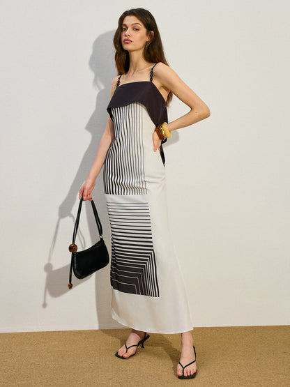 Striped Maxi Dress with Side Slit