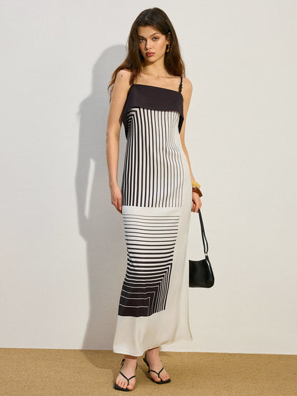 Striped Maxi Dress with Side Slit