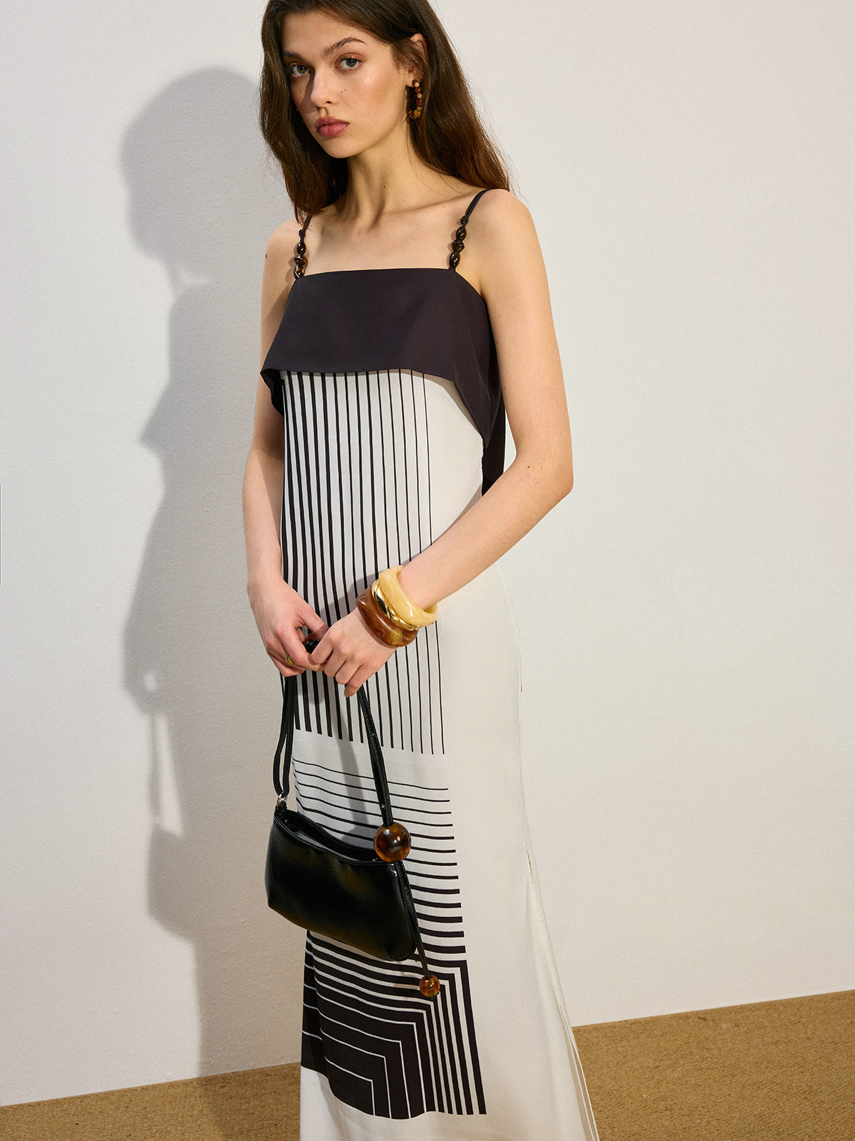 Striped Maxi Dress with Side Slit