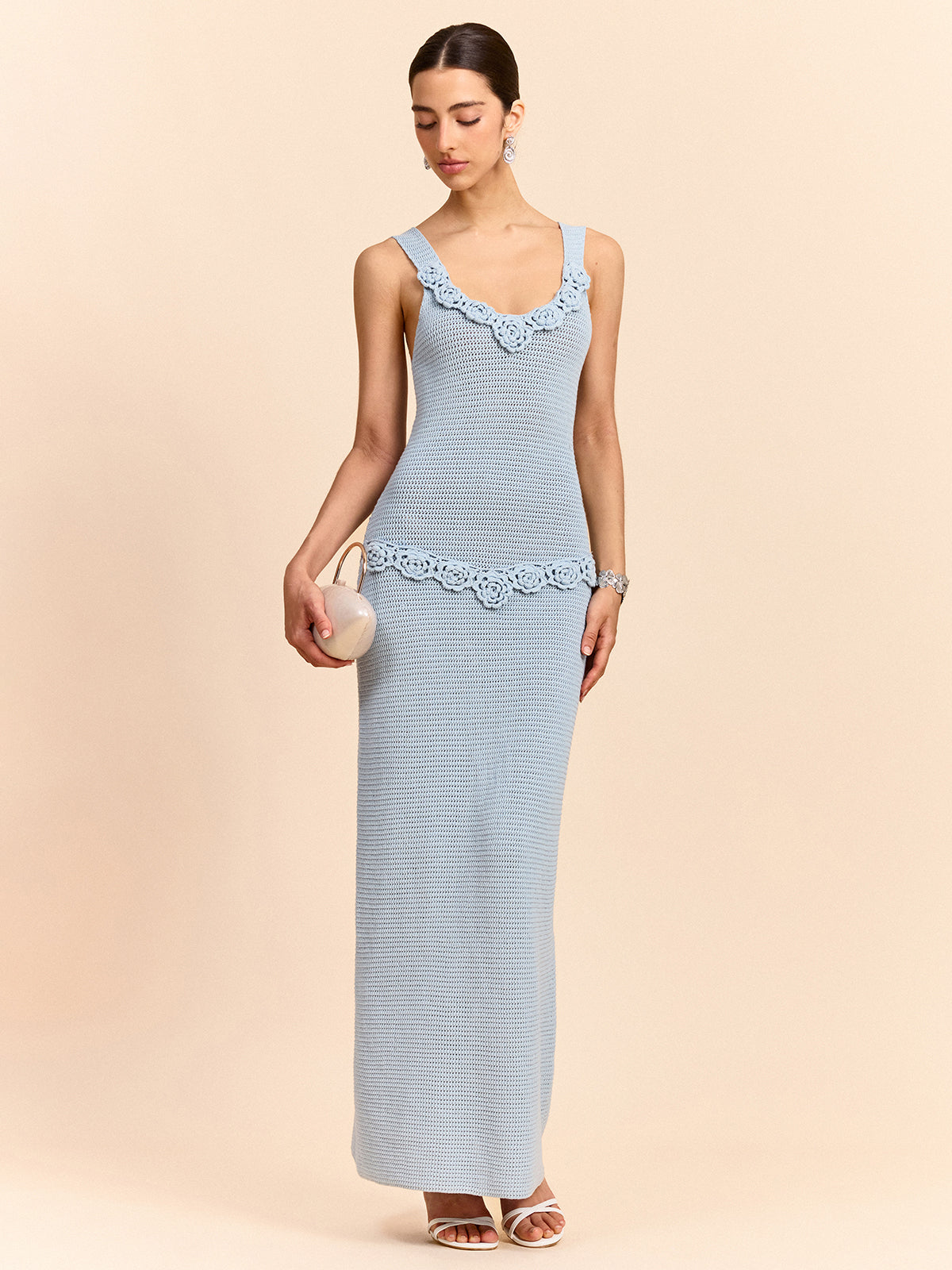 Crochet Embellished Sleeveless Maxi Dress
