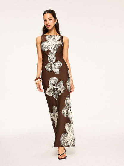 Floral Print Tied Backless Dress