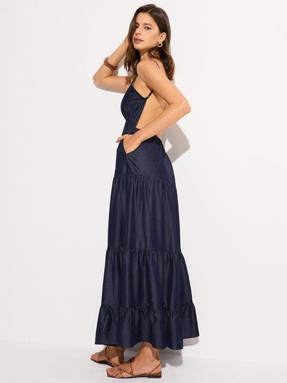 Backless Tiered Maxi Dress