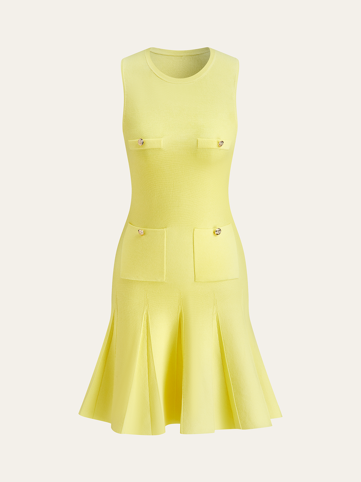 Sleeveless Knit Dress With Pocket Detail