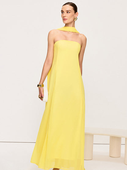 Halter Neck Chiffon Maxi Dress