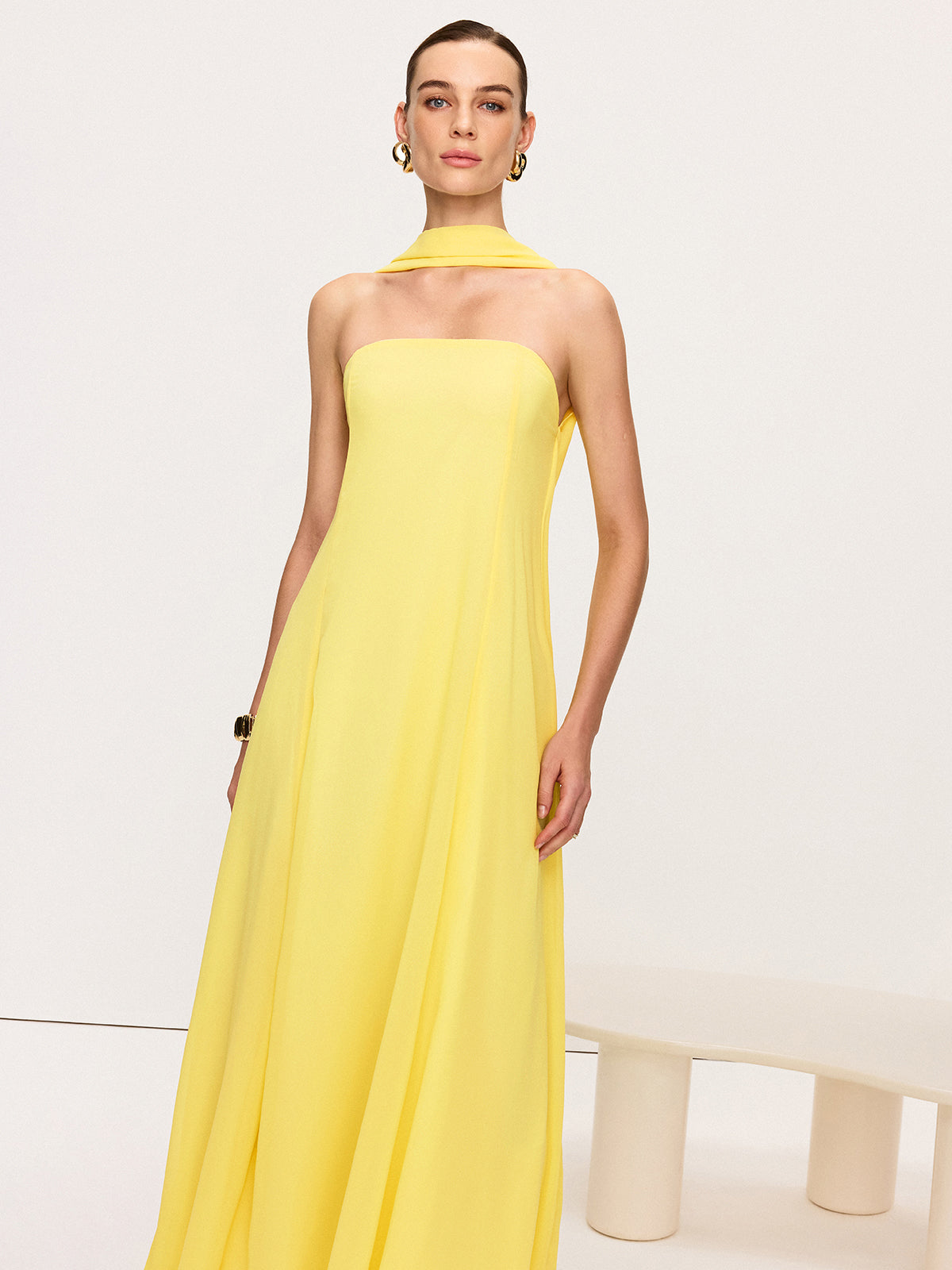 Halter Neck Chiffon Maxi Dress