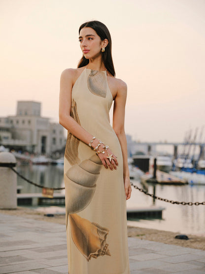 Mesh Halter Neck Backless Dress