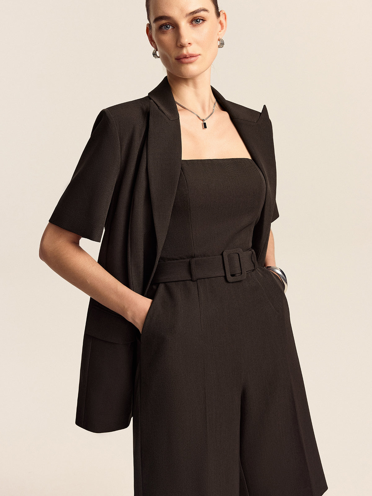 Strapless Belted Jumpsuit