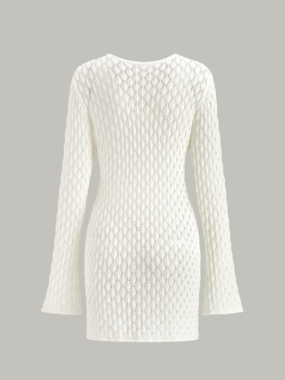 Sheer Knit Sweater Dress with Cut-Out Detail
