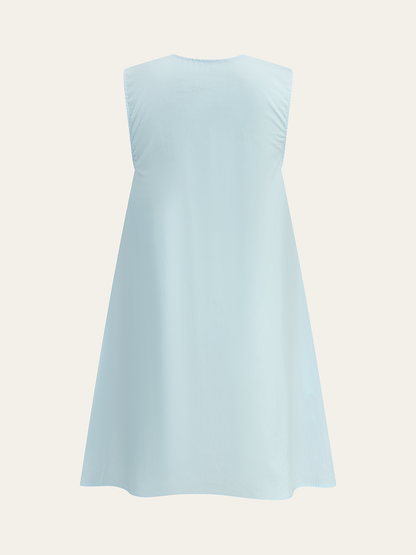 Cotton Ruched Neckline Mini Dress