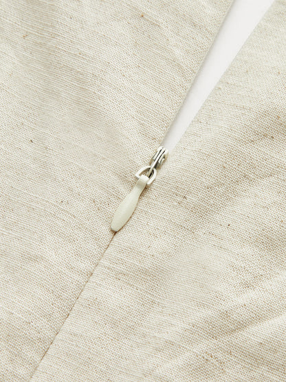 Cotton & Linen Ruched Button Detail Mini Dress