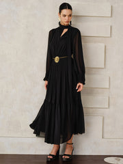 Chiffon Maxi Dress with Scarf