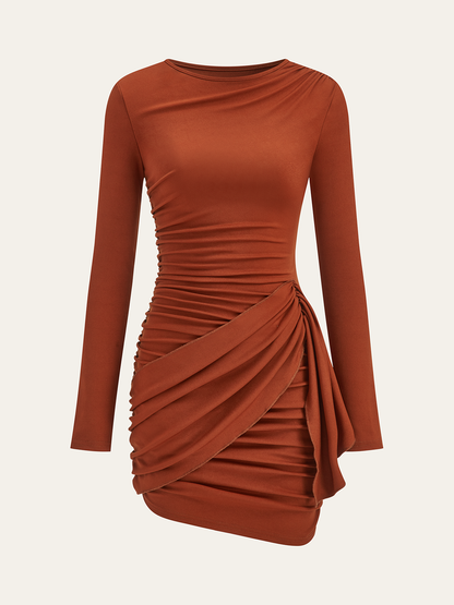 Ruched Long Sleeve Bodycon Dress
