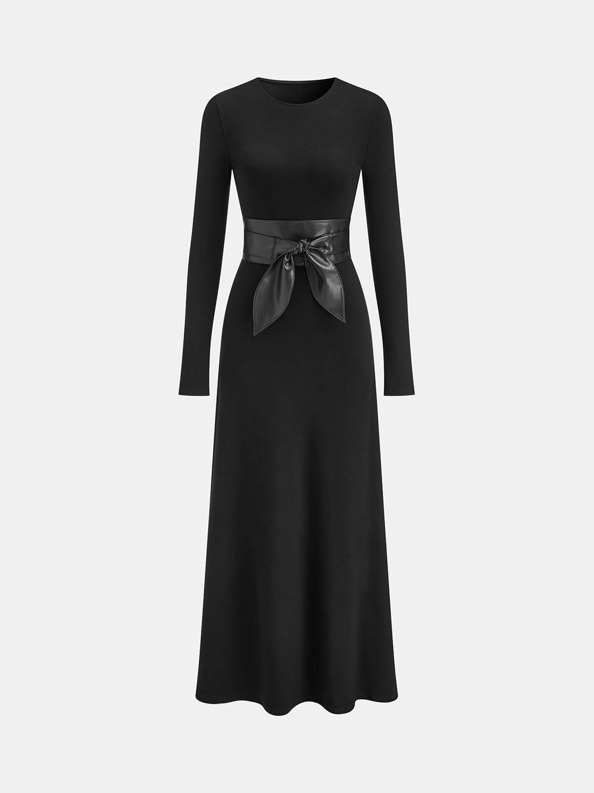 Long Sleeve Maxi Dress with Wide Belt