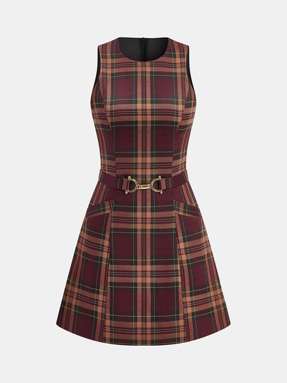 Plaid Sleeveless Mini Dress