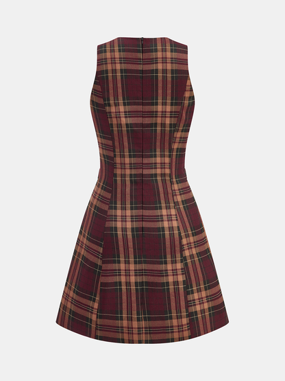 Plaid Sleeveless Mini Dress