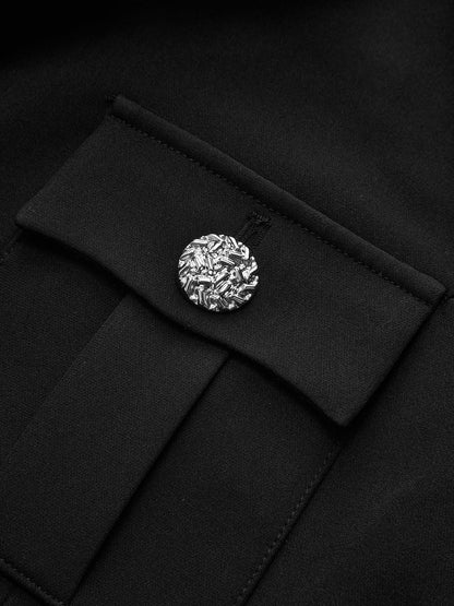 Buttoned Collared Tailored Blazer Dress