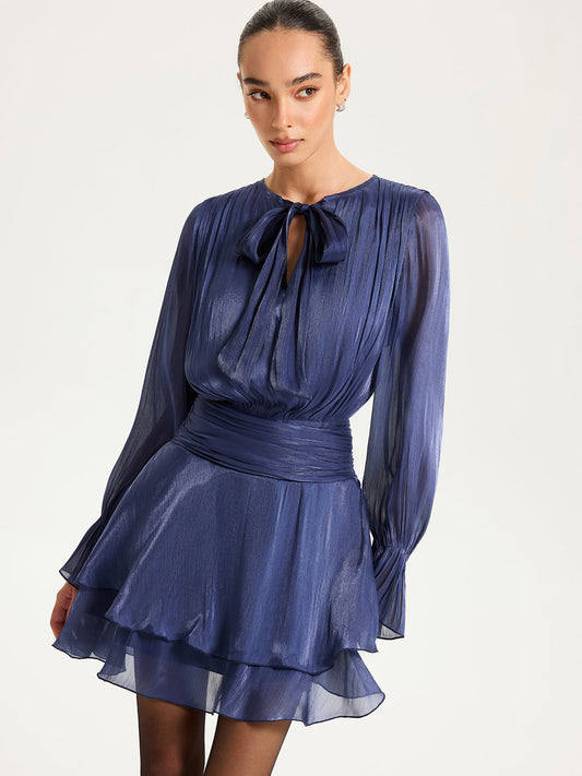 Ruched Waist Ruffle Mini Dress