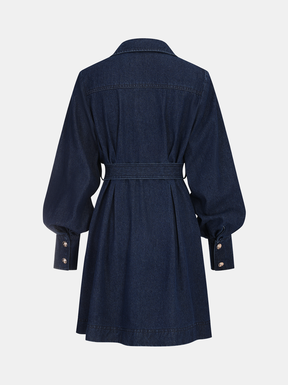Belted Button-Front Denim Shirt Dress