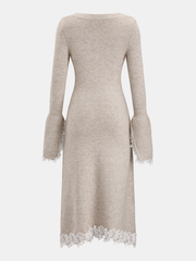 Wool-Blend Lace-Trim Square-Neck Dress