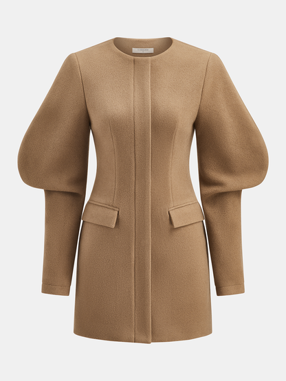 Puff Sleeve Tailored Cotton-Blend Mini Dress