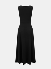 Asymmetric Ruched Sleeveless Maxi Dress