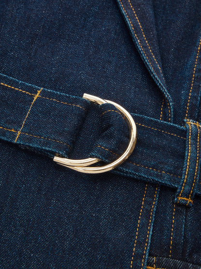 Belted Denim Blazer Dress