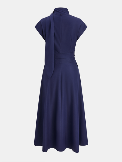 Tie-Neck Belted Sleeveless Maxi Dress