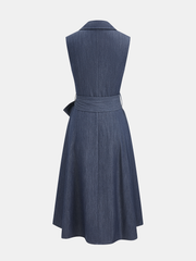 Sleeveless Collared Belted Midi Dress