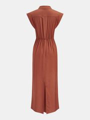 Tie Waist Collared Sleeveless Maxi Dress