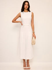 Sleeveless Pleated Midi Dress