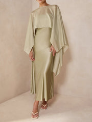 Sheer Capelet & Cami Dress Two-Piece Set
