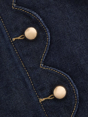 Scallop Button Front Sleeveless Denim Mini Dress
