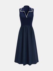Sleeveless Collared Pocketed Maxi Dress