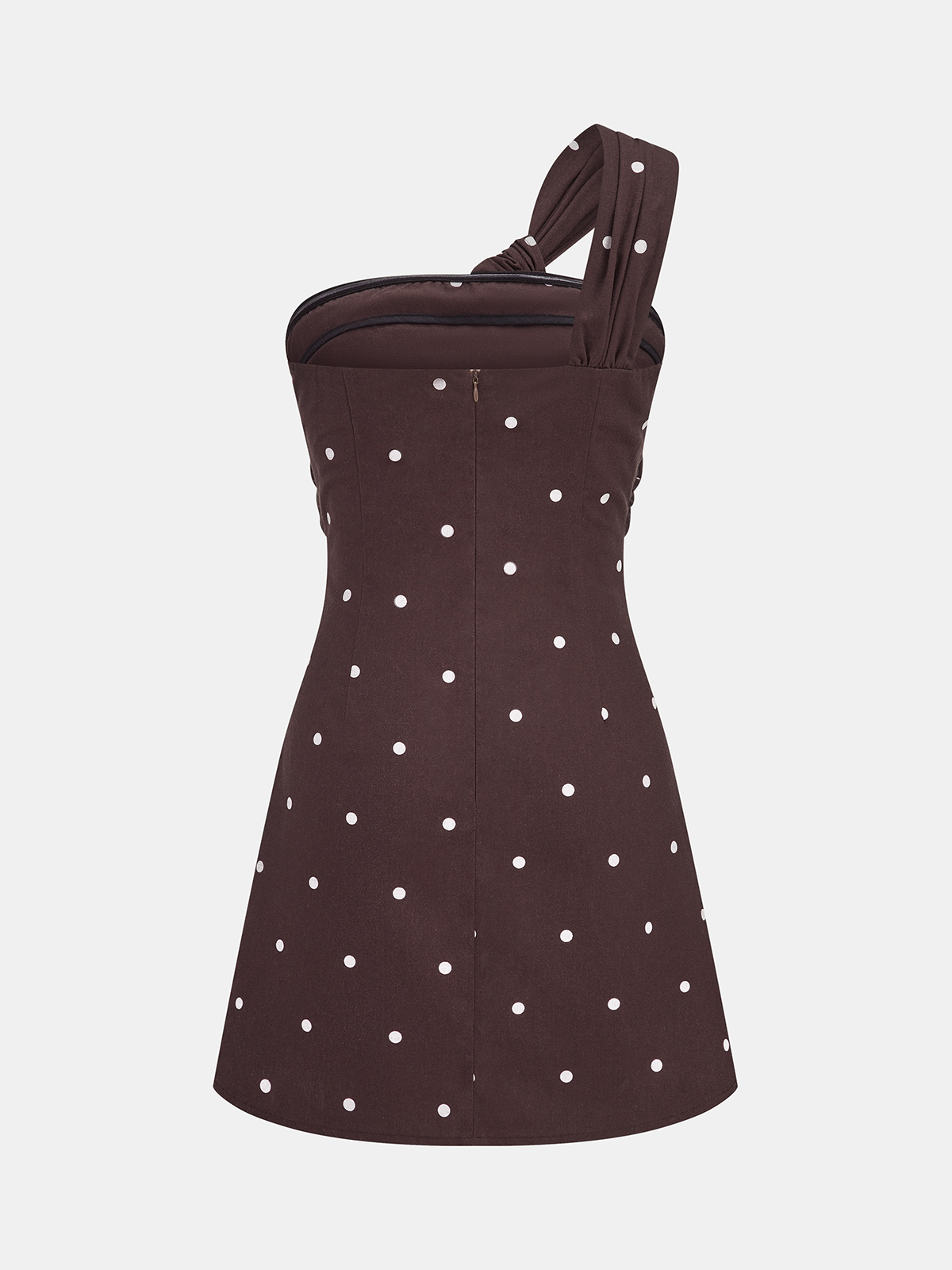 Polka Dot One Shoulder Linen Blend Mini Dress