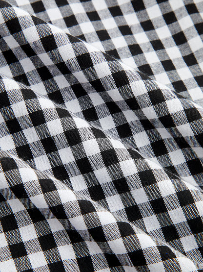 Gingham Collared Halter Belted Midi Dress