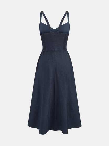 Sweetheart Pocket Midi Slip Dress