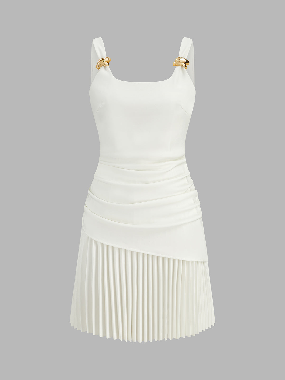 Ruched Pleated Mini Dress