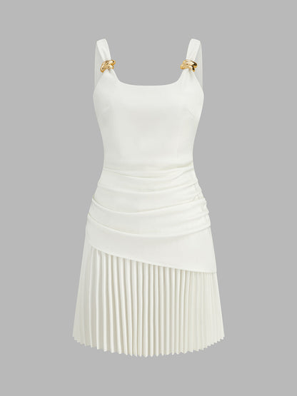 Ruched Pleated Mini Dress