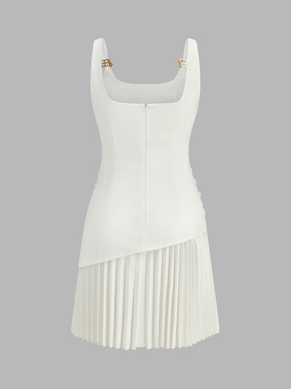 Ruched Pleated Mini Dress