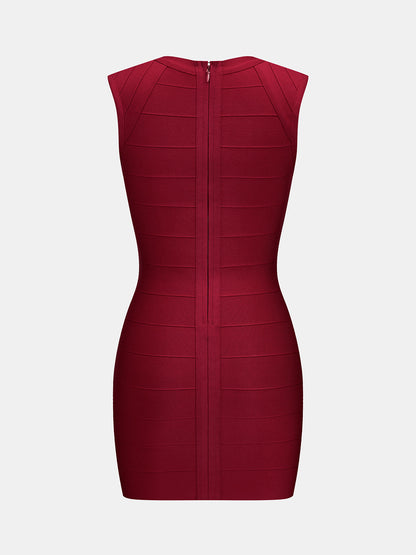 Deep V Sleeveless Bodycon Mini Dress
