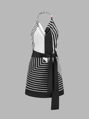 Geometric Print Halter Tie Waist Mini Dress